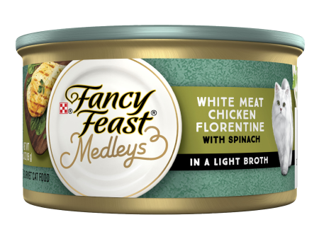 Fancy Feast Medleys White Meat Chicken Florentine And Garden Greens Adult Wet Cat Food 85g x 24 For Cheap