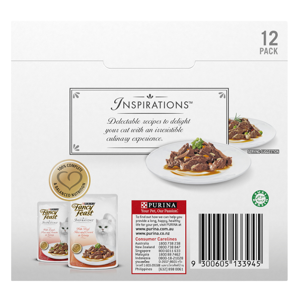 Fancy Feast Inspirations Beef And Lamb Adult Wet Cat Food 70g x 12 Online