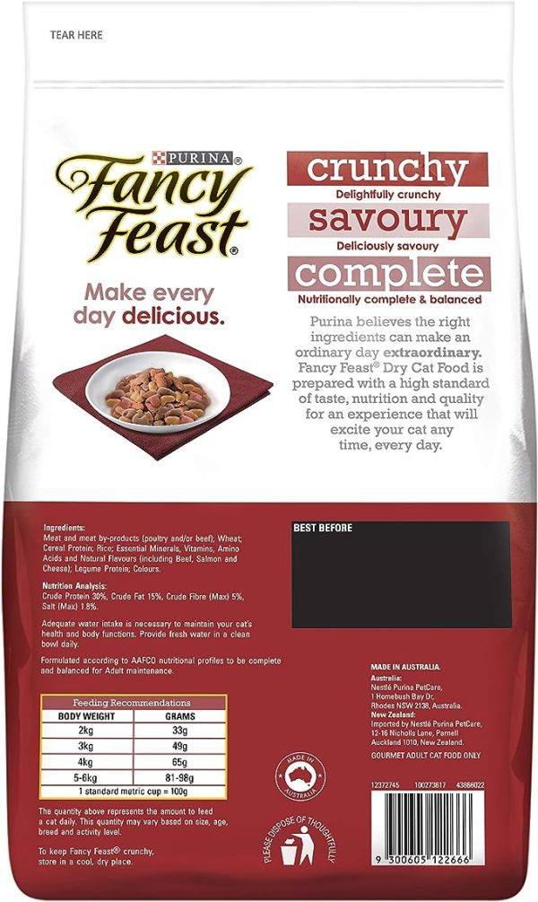 Fancy Feast Beef Salmon And Cheese Flavour Adult Dry Cat Food 1.4kg Supply