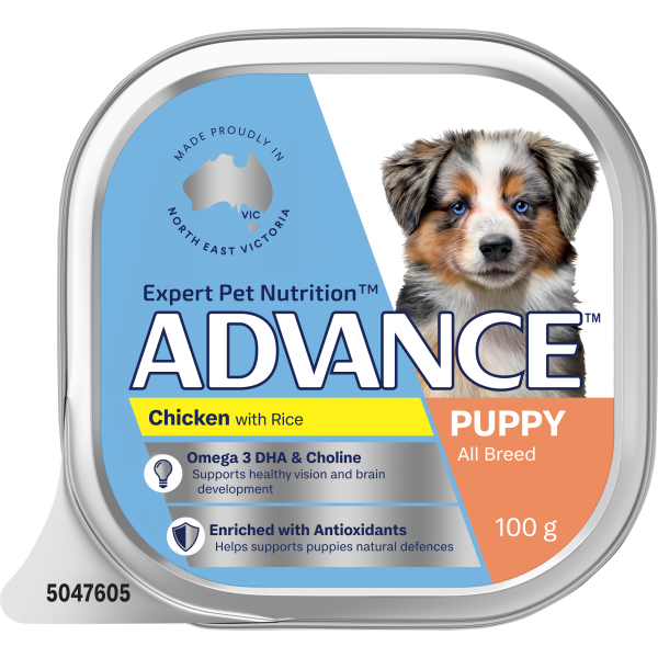 Advance Chicken and Rice All Breed Puppy Wet Dog Food Tray 100g x 12 For Discount