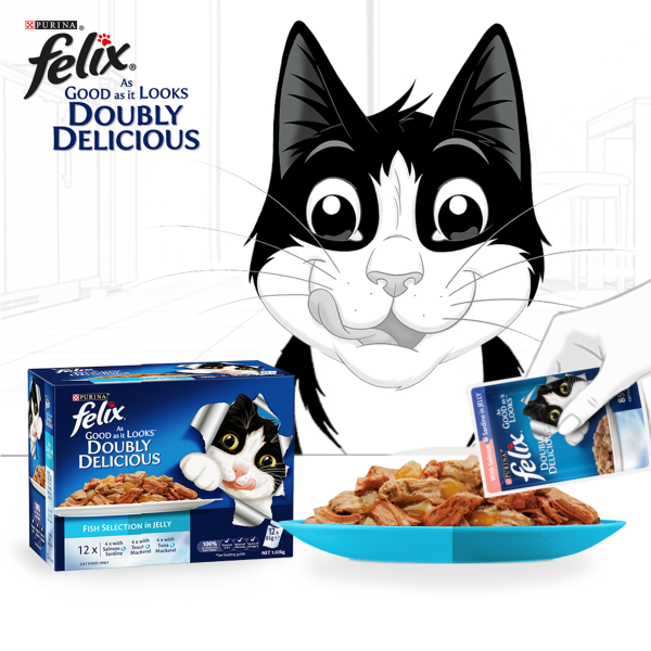 Felix Double Delicious Fish Selection in Jelly Adult Wet Cat Food 85g x 12 Online Hot Sale