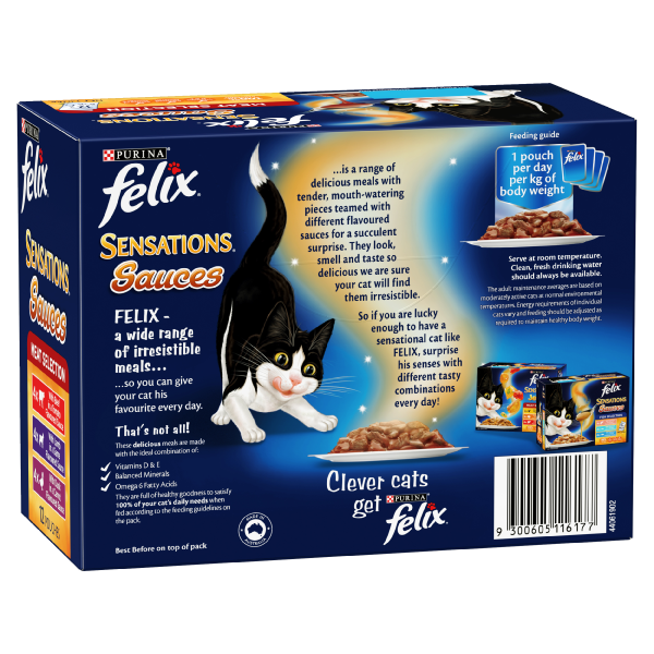 Felix Sensations Sauces Meat Selection Adult Wet Cat Food 85g x 12 Fashion