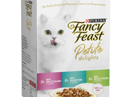 Fancy Feast Petite Delights Salmon Tuna Chicken  Variety Pack Adult Wet Cat Food 50g x 6 Hot on Sale