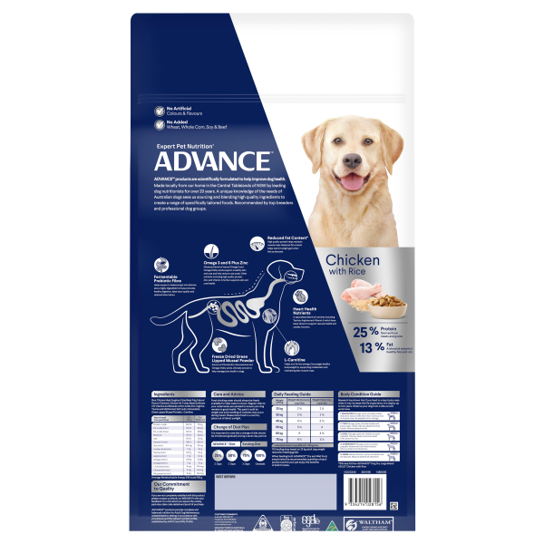 Advance Chicken and Rice Healthy Weight Large Breed Adult Dry Dog Food 17kg Discount