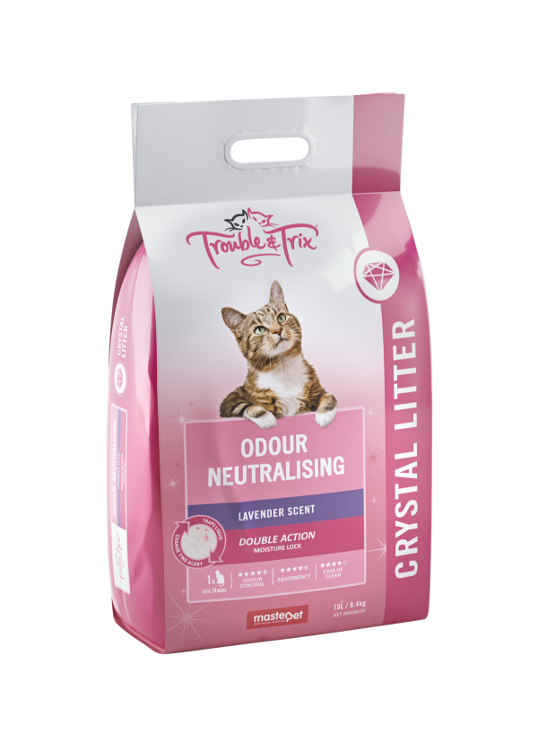 Trouble and Trix Odour Neutralising Lavender Crystal Cat Litter 15L Discount