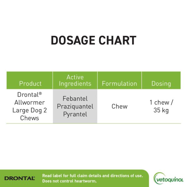 Drontal All Wormer Large Dog Chews 35Kg 2 Pack Online