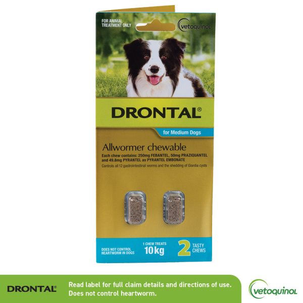 Drontal All Wormer Medium Dog Chews 10Kg 2 Pack Fashion