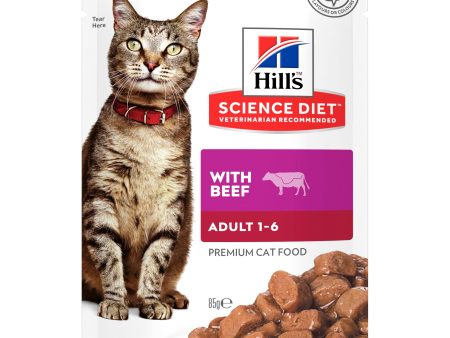 Hill s Science Diet Adult Beef Pouch Cat Food 85g x 12 Online now