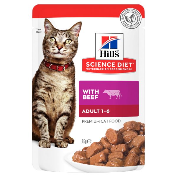 Hill s Science Diet Adult Beef Pouch Cat Food 85g x 12 Online now