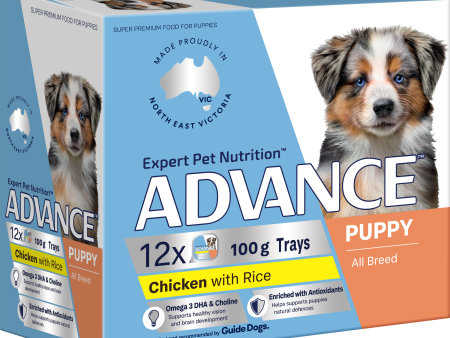 Advance Chicken and Rice All Breed Puppy Wet Dog Food Tray 100g x 12 For Discount