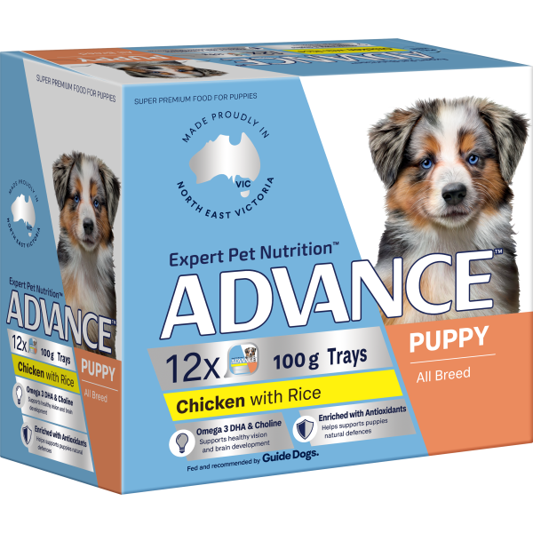 Advance Chicken and Rice All Breed Puppy Wet Dog Food Tray 100g x 12 For Discount