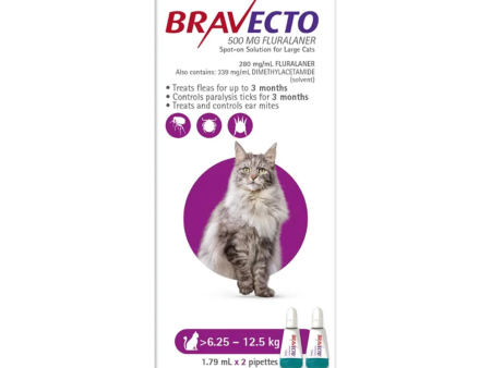 Bravecto Spot On Large Cats 6.25-12.5Kg 2 Pack For Cheap