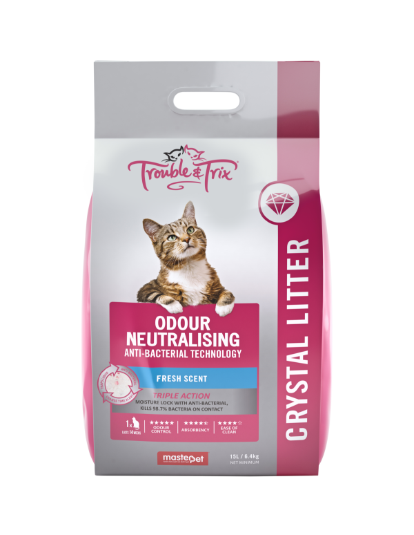 Trouble and Trix Odour Neutralising Anti-Bacterial Crystal Cat Litter 15L Online