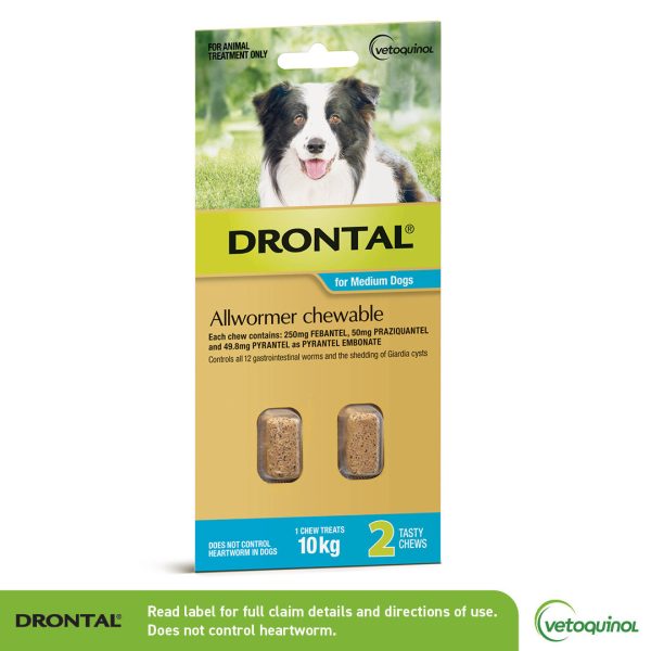 Drontal All Wormer Medium Dog Chews 10Kg 2 Pack Fashion