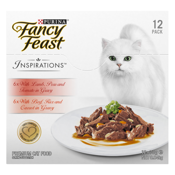 Fancy Feast Inspirations Beef And Lamb Adult Wet Cat Food 70g x 12 Online