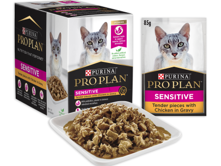 Pro Plan Sensitive Skin Chicken Adult Wet Cat Food Pouches 85g x 12 Supply