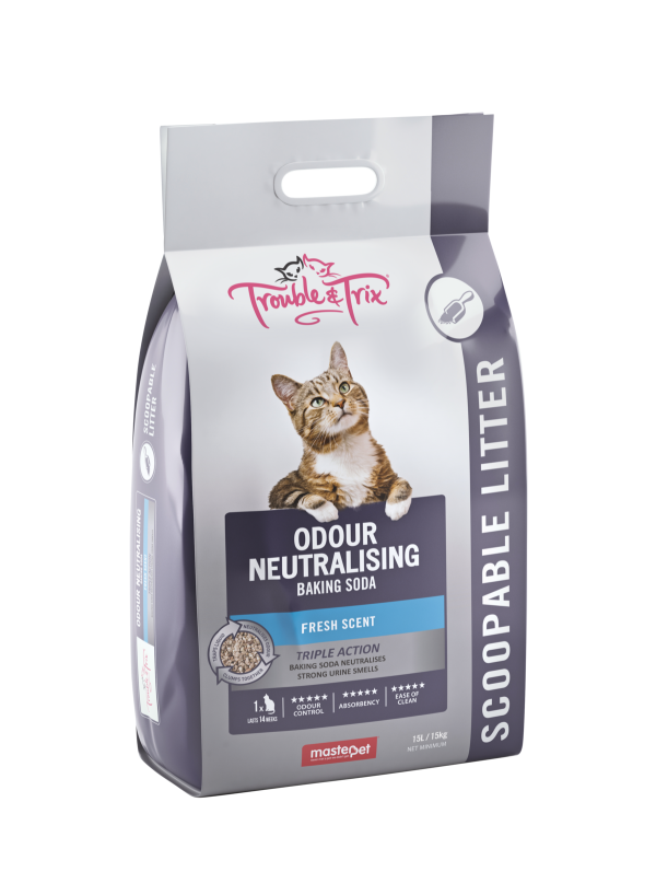 Trouble and Trix Odour Neutralising Baking Soda Clumping Cat Litter 15L For Cheap