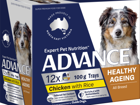 Advance Chicken and Rice Healthy Ageing All Breed Mature Wet Dog Food Tray 100g x 12 Supply