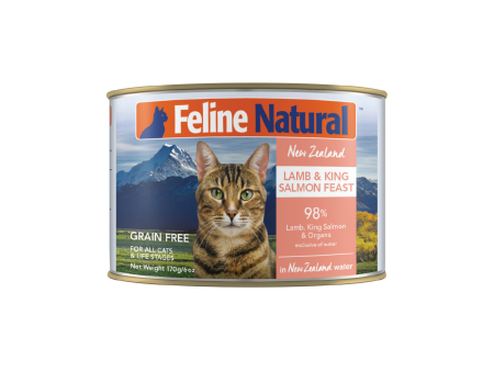 Feline Natural BPA Free & Gelatin Free Canned Cat Food Lamb & Salmon 170g x 12 Fashion