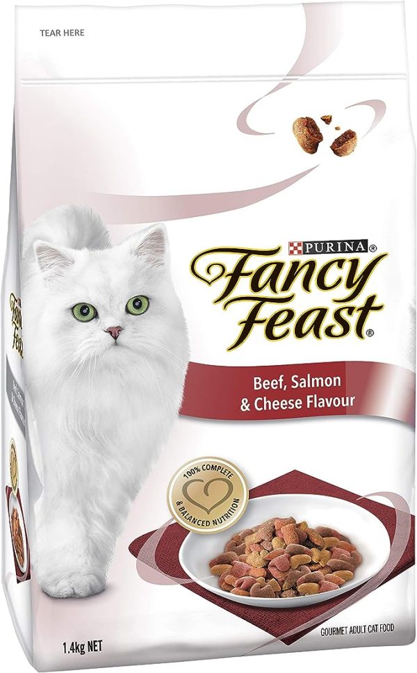 Fancy Feast Beef Salmon And Cheese Flavour Adult Dry Cat Food 1.4kg Supply