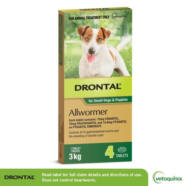 Drontal Allwormer Small Dog and Puppies Tablets 3kg 4 Pack on Sale