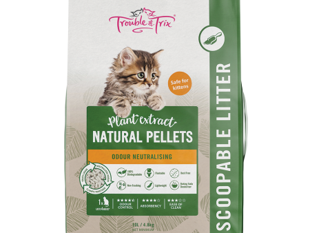 Trouble and Trix Plant Natural Scent Extract Natural Pellet Cat Litter 10L on Sale