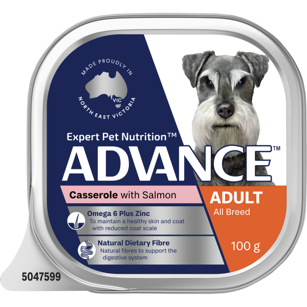 Advance Casserole with Salmon All Breed Adult Wet Dog Food Tray 100g x 12 For Cheap