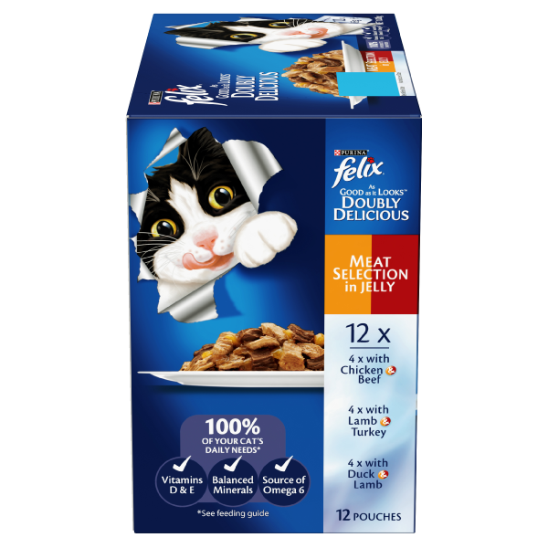 Felix Double Delicious Meat Selection in Jelly Adult Wet Cat Food 85g x 12 Online now