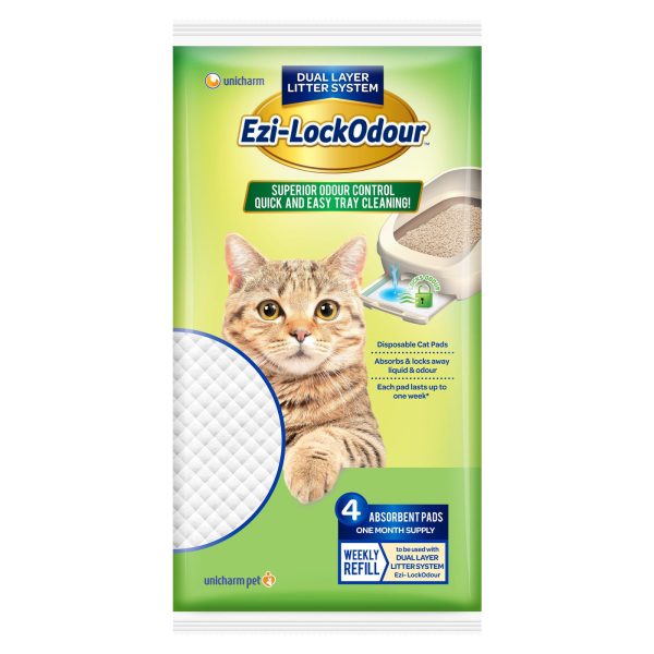 Ezi-LockOdour Dual Layer Cat Litter System Absorbent Cat Pads 4pk For Sale