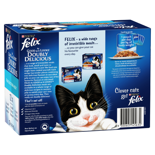 Felix Double Delicious Fish Selection in Jelly Adult Wet Cat Food 85g x 12 Online Hot Sale