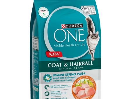 Purina ONE Coat And Hairball With Chicken Adult Dry Cat Food 1.4kg Online now