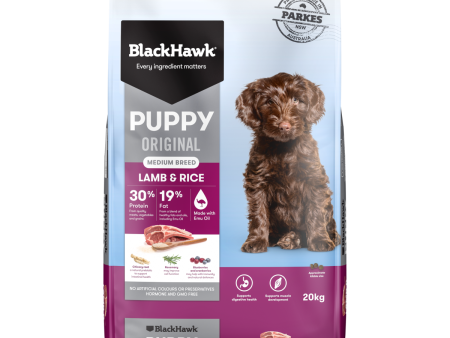 Black Hawk Original Puppy Lamb and Rice Medium Breed Dry Dog Food 20kg Supply