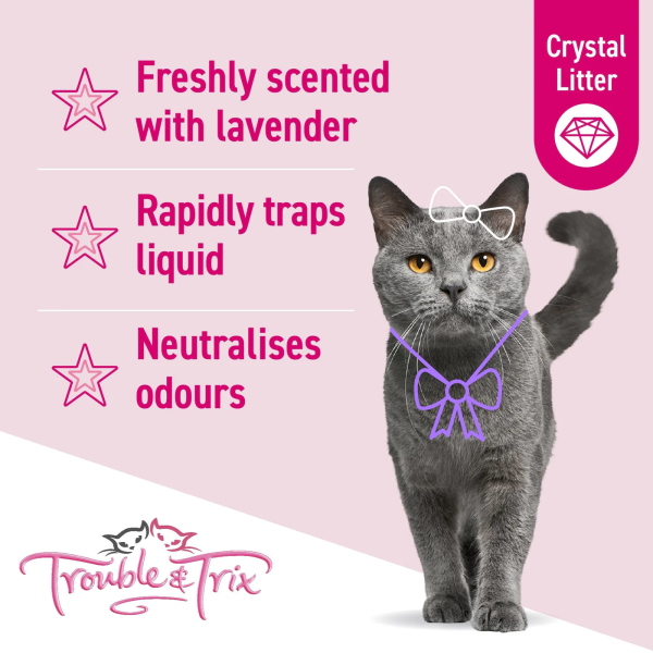 Trouble and Trix Odour Neutralising Lavender Crystal Cat Litter 15L Discount