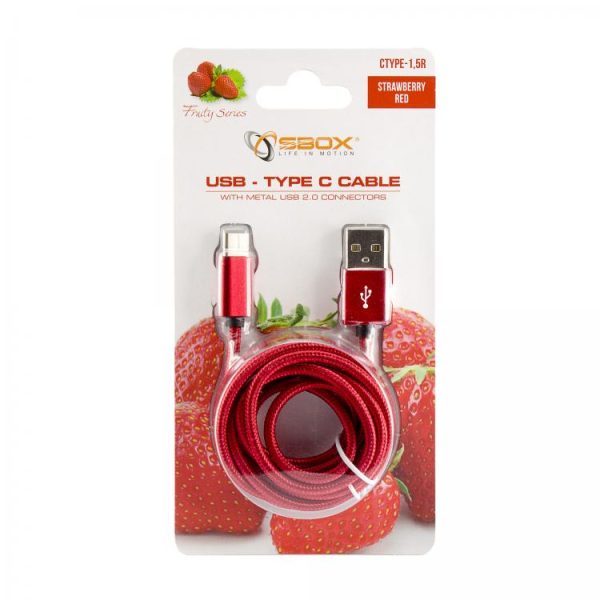 Sbox USB->Type-C M M 1.5m CTYPE-1.5R strawberry red Hot on Sale