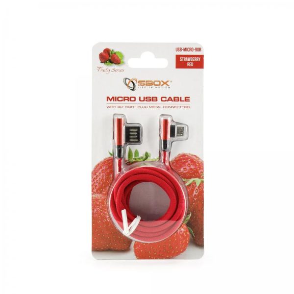 Sbox USB->Micro USB 90 M M 1.5m USB-MICRO-90R strawberry red Cheap